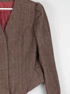 Women's Brown Tweed Fitted Cropped Jacket 10/12
