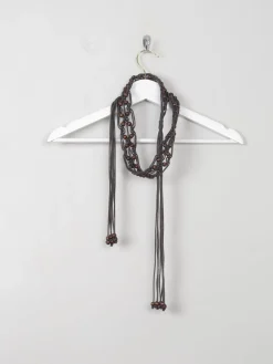 Women's Brown Vintage Leather Macrame  Belt