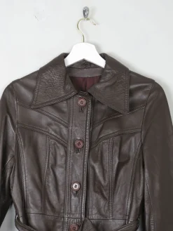 Women's  Brown Vintage Leather Coat 1970s XS/S