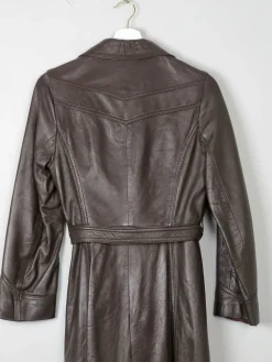 Women's  Brown Vintage Leather Coat 1970s XS/S