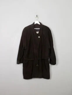 Women's Brown Vintage Parka Suede Coat M/L