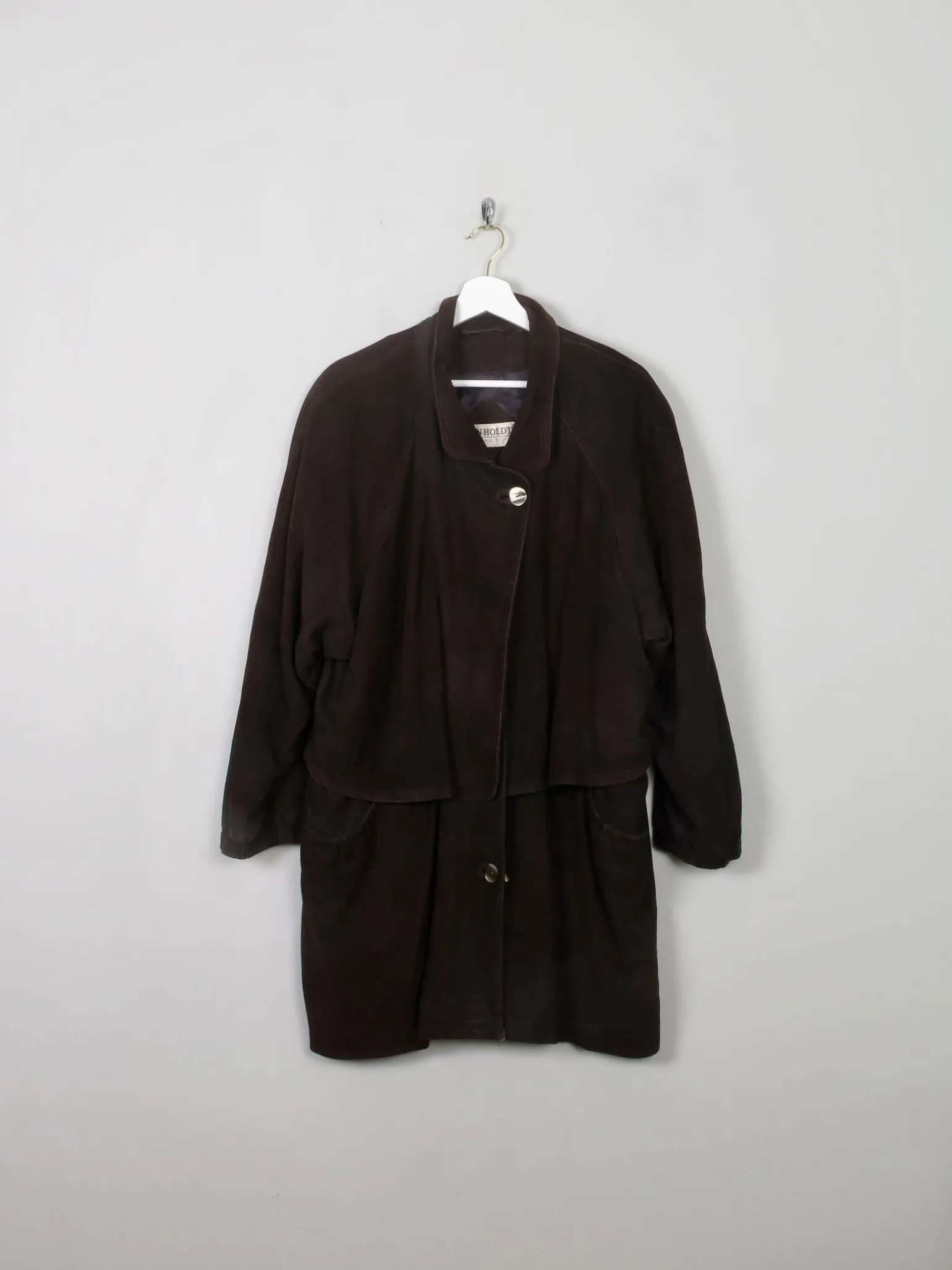 Women's Brown Vintage Parka Suede Coat M/L