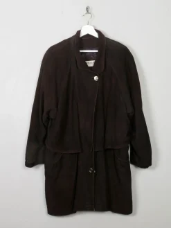 Women's Brown Vintage Parka Suede Coat M/L