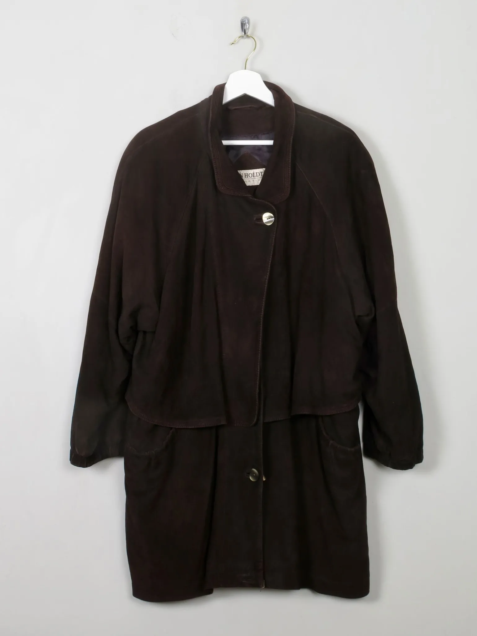 Women's Brown Vintage Parka Suede Coat M/L