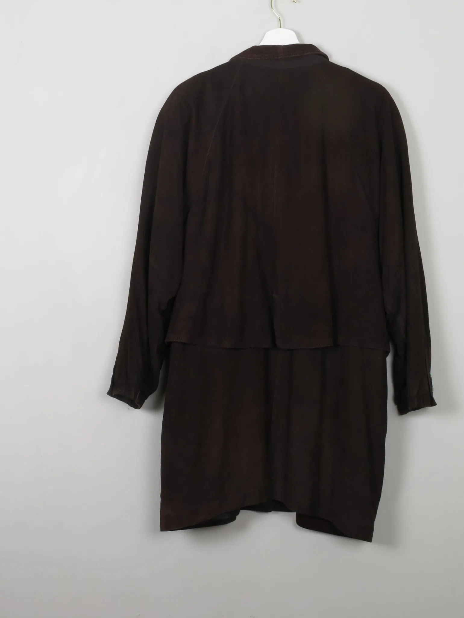 Women's Brown Vintage Parka Suede Coat M/L