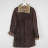 Women's Brown Vintage Shearling Sheepskin Short Coat M/L