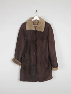 Women's Brown Vintage Shearling Sheepskin Short Coat M/L