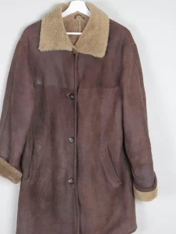 Women's Brown Vintage Shearling Sheepskin Short Coat M/L