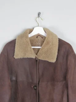 Women's Brown Vintage Shearling Sheepskin Short Coat M/L