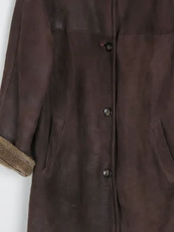 Women's Brown Vintage Shearling Sheepskin Short Coat M/L