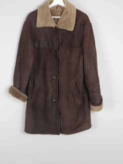 Women's Brown Vintage Shearling Sheepskin Short Coat M/L