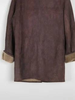 Women's Brown Vintage Shearling Sheepskin Short Coat M/L