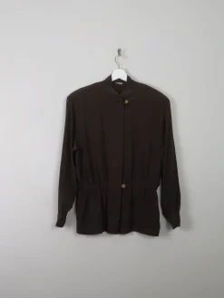 Women's Brown Vintage Silk Top S/M
