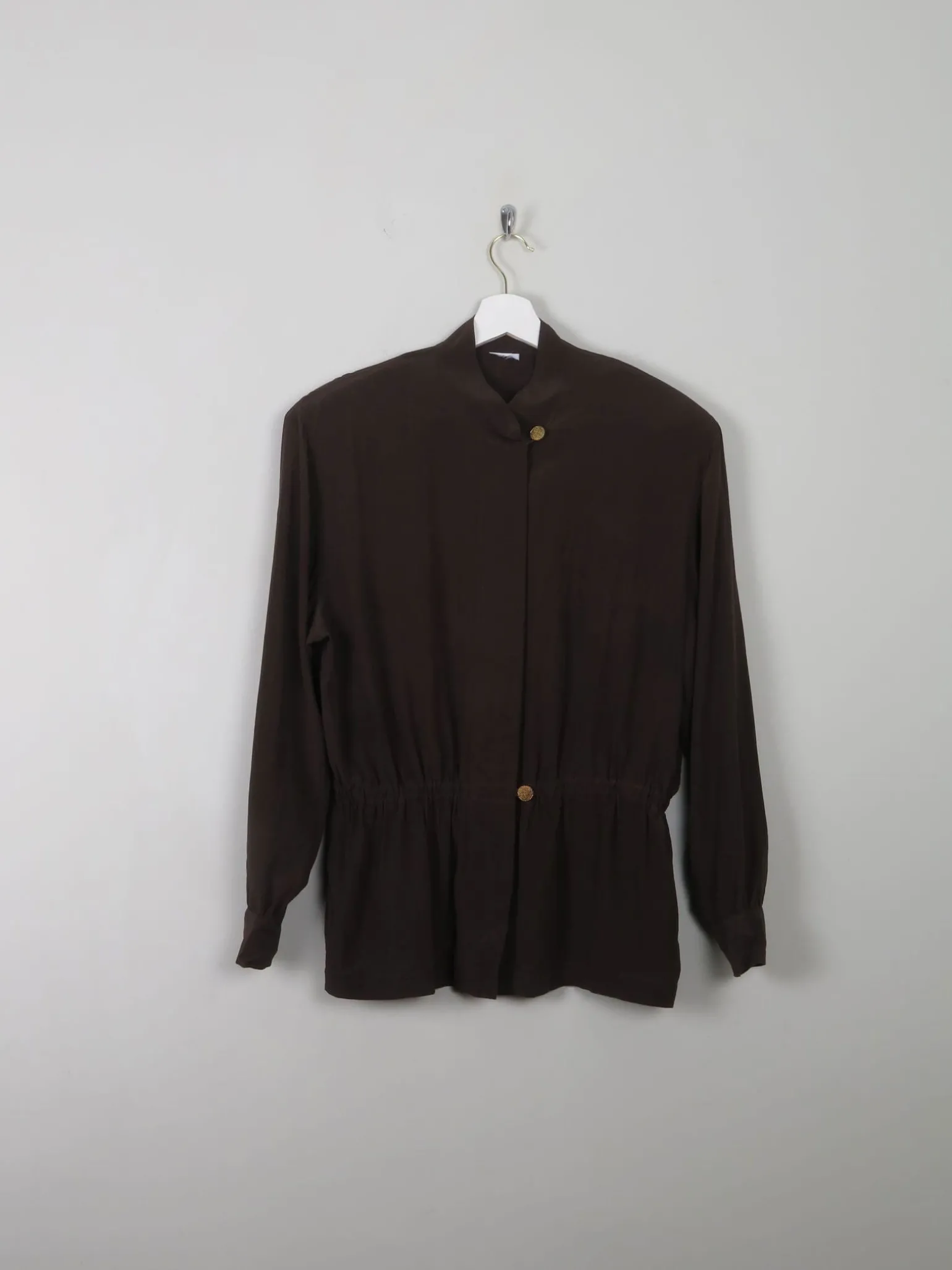 Women's Brown Vintage Silk Top S/M