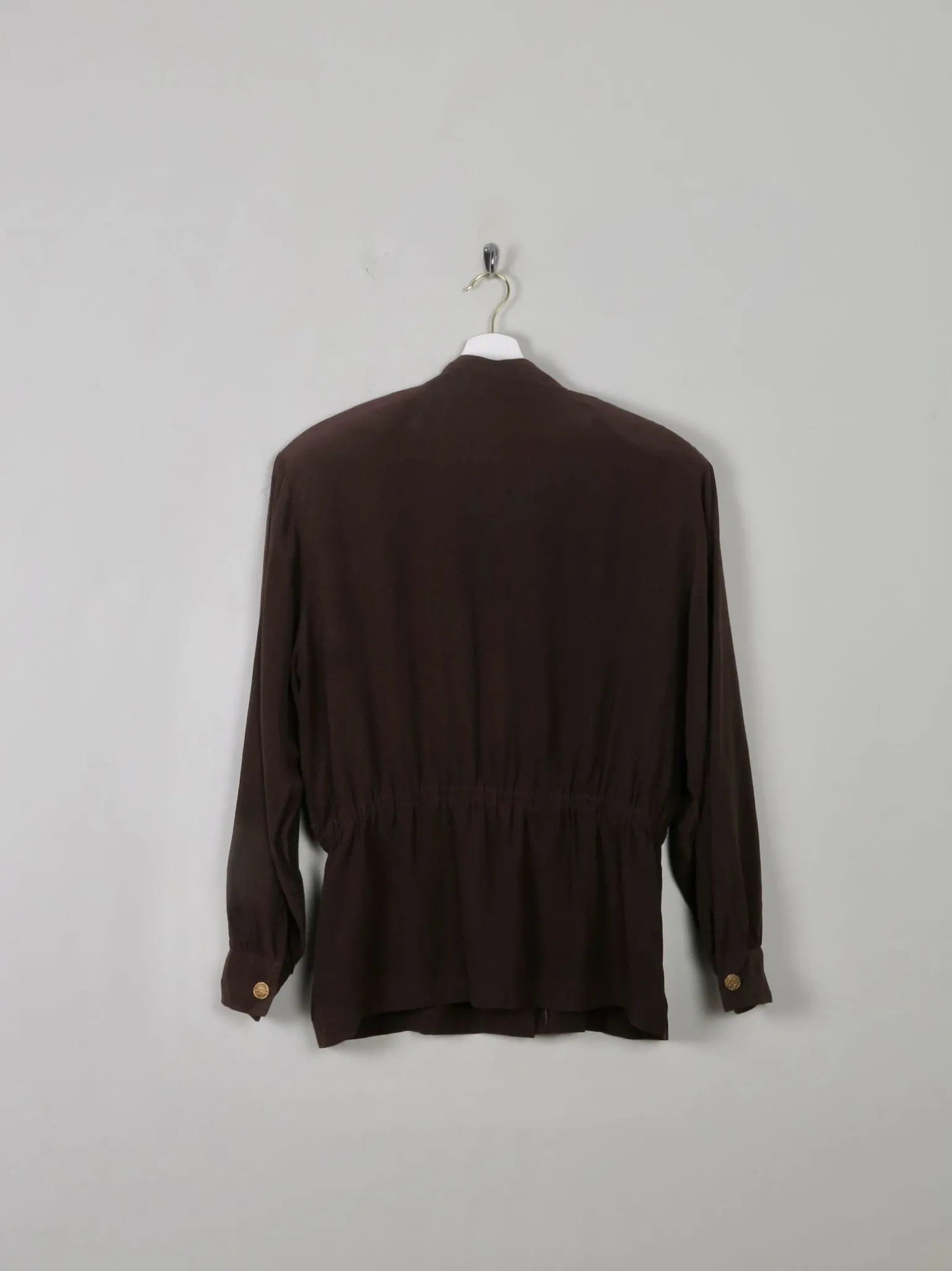 Women's Brown Vintage Silk Top S/M