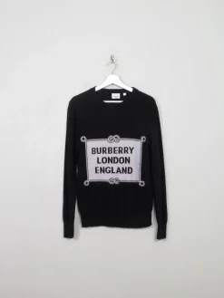 Women's Burberry Black Merino WooL Jumper With Logo M
