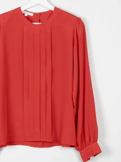 Women's Burnt Orange Vintage Blouse With Pleats 10/12