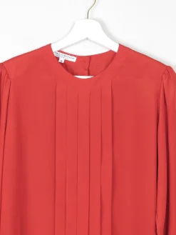 Women's Burnt Orange Vintage Blouse With Pleats 10/12