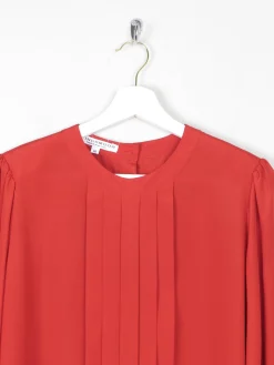Women's Burnt Orange Vintage Blouse With Pleats 10/12