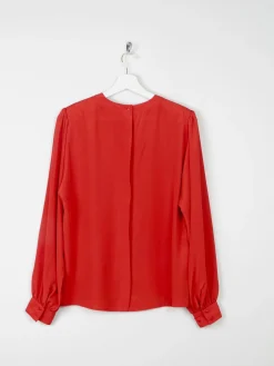 Women's Burnt Orange Vintage Blouse With Pleats 10/12