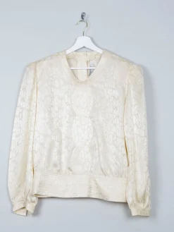 Women's Buttermilk Cream Vintage Blouse M Relaxed Fit
