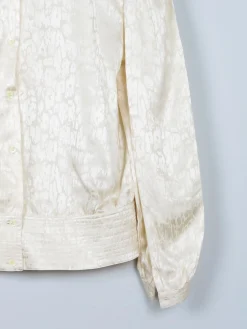 Women's Buttermilk Cream Vintage Blouse M Relaxed Fit