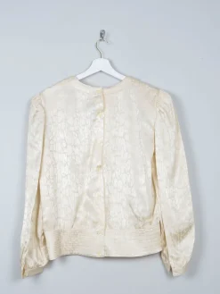 Women's Buttermilk Cream Vintage Blouse M Relaxed Fit