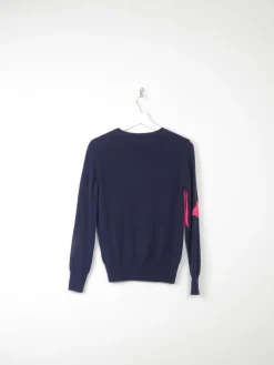 Women’s  Cashmere M&S Navy With Pink Star Jumper XS 6/8