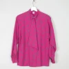 Women's Cerise Pink Long Sleeved Paisley Blouse S