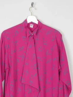 Women's Cerise Pink Long Sleeved Paisley Blouse S