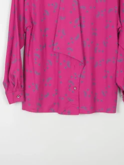 Women's Cerise Pink Long Sleeved Paisley Blouse S