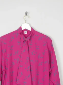 Women's Cerise Pink Long Sleeved Paisley Blouse S