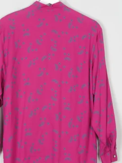 Women's Cerise Pink Long Sleeved Paisley Blouse S
