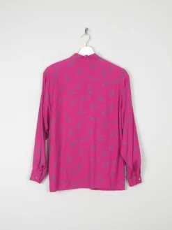 Women's Cerise Pink Long Sleeved Paisley Blouse S