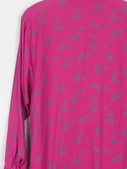 Women's Cerise Pink Long Sleeved Paisley Blouse S