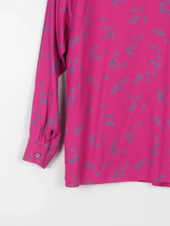 Women's Cerise Pink Long Sleeved Paisley Blouse S