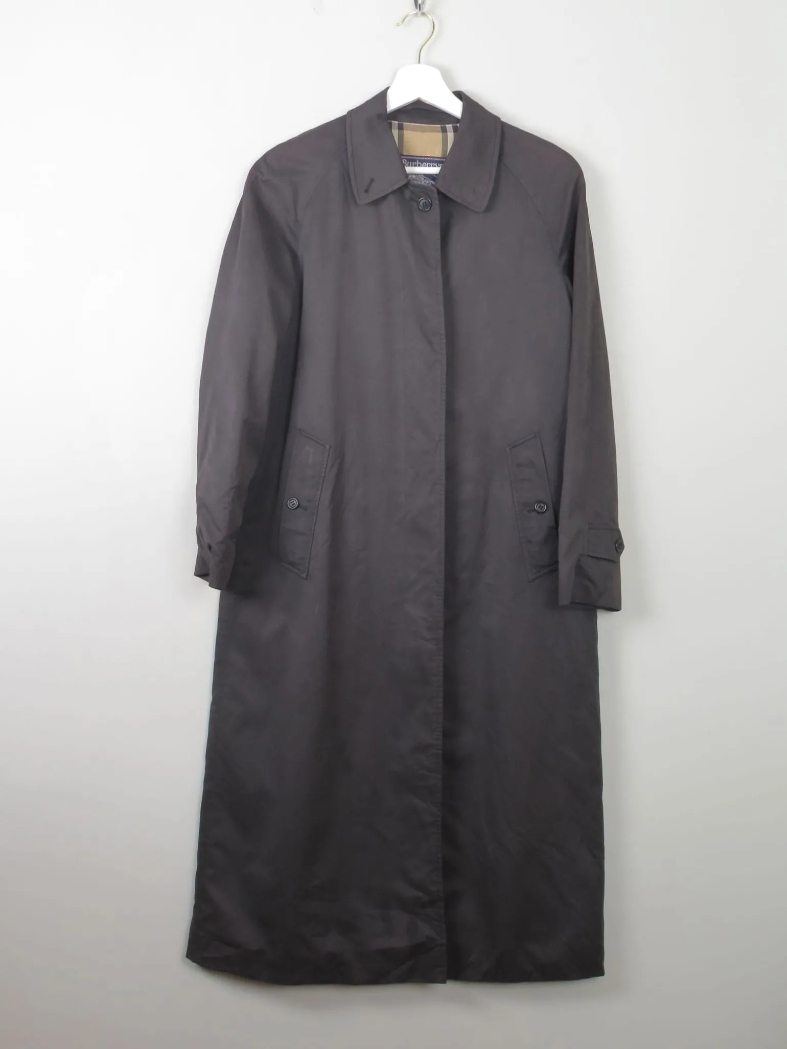Women's Charcoal Vintage Burberry Trench Coat XS/S