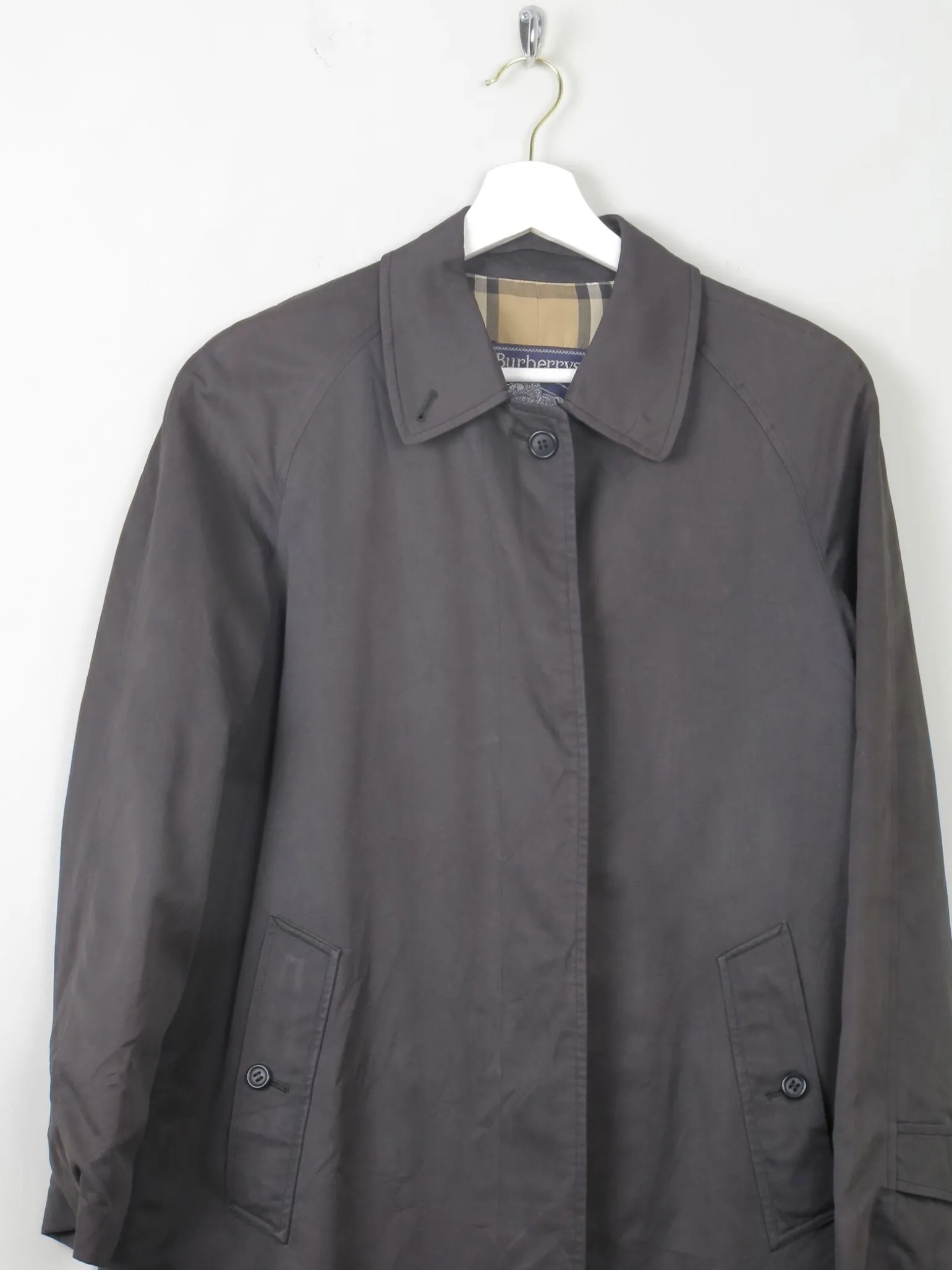 Women's Charcoal Vintage Burberry Trench Coat XS/S