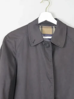 Women's Charcoal Vintage Burberry Trench Coat XS/S
