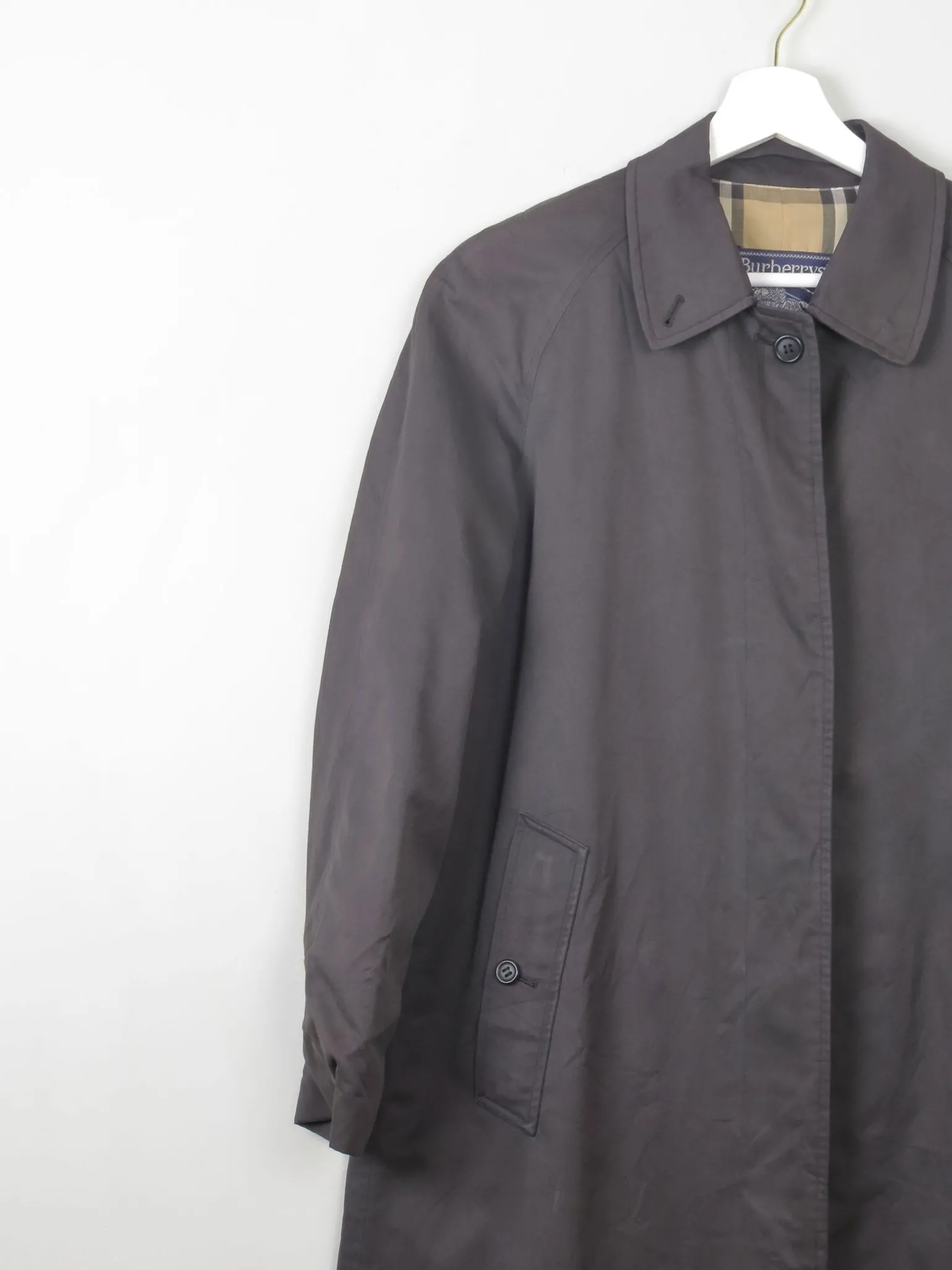 Women's Charcoal Vintage Burberry Trench Coat XS/S