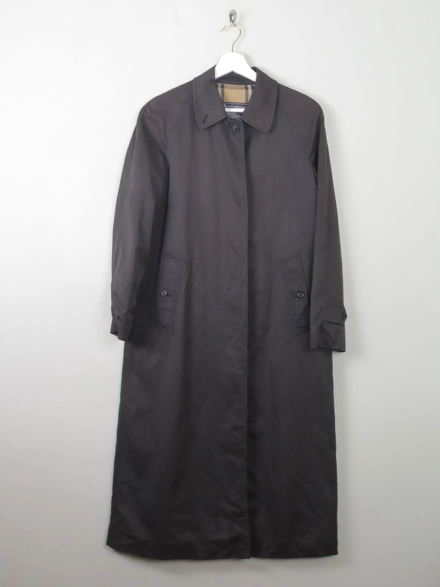 Women's Charcoal Vintage Burberry Trench Coat XS/S