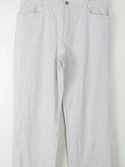 Women's Check Blue & Cream Slightly Cropped Trousers L