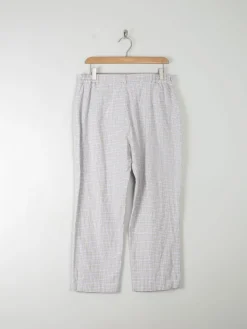 Women's Check Blue & Cream Slightly Cropped Trousers L