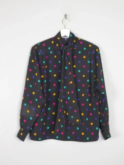 Women's Colourful Polka Dot Blouse With Tie Neck M