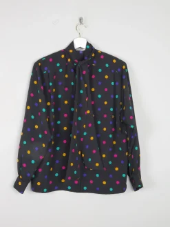 Women's Colourful Polka Dot Blouse With Tie Neck M