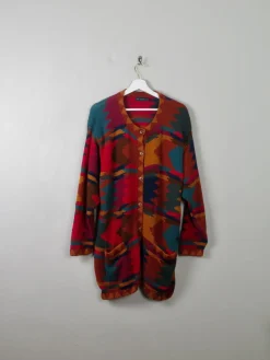 Women's Colurful Vintage Wool Cardigan L/XL