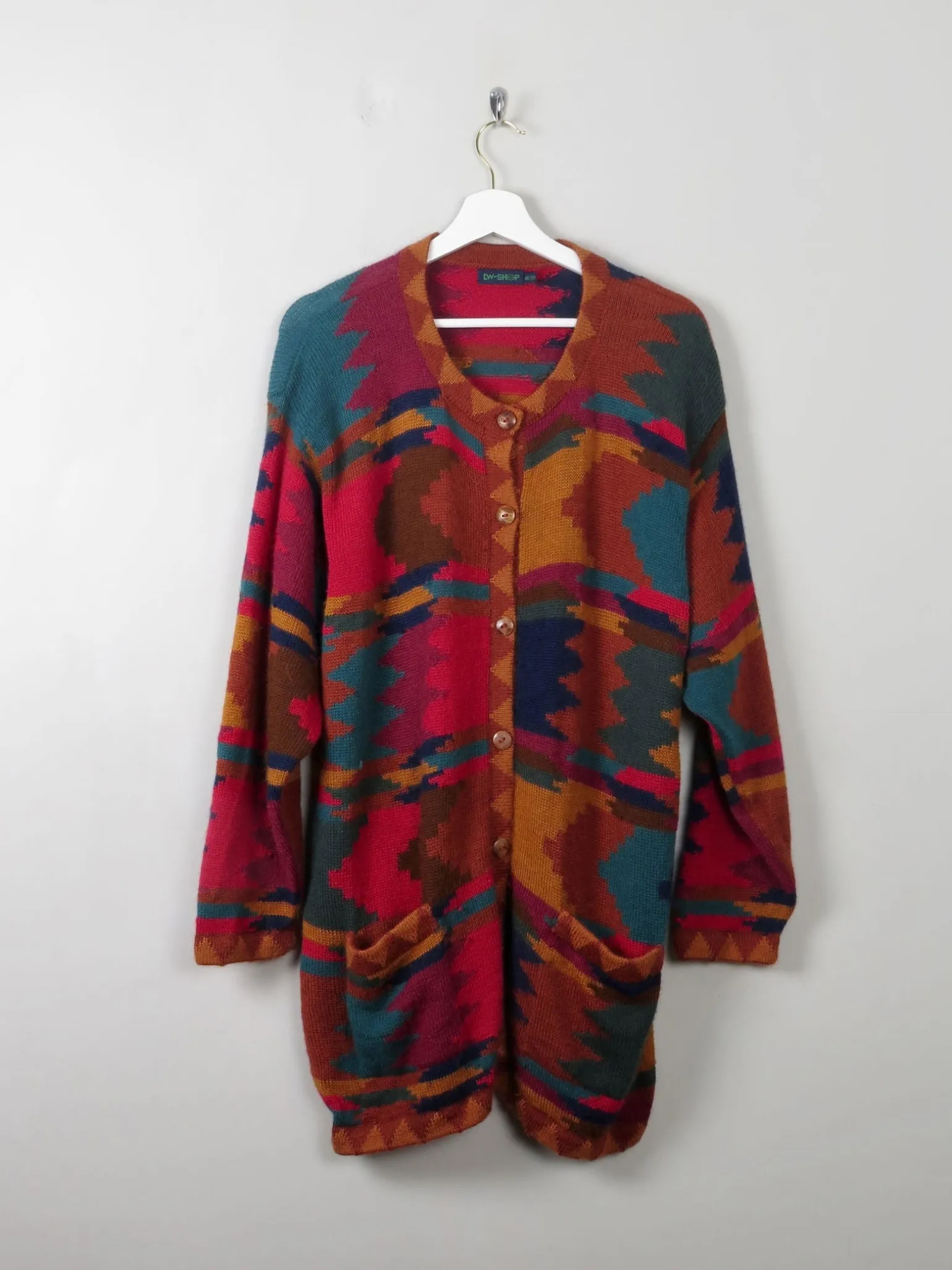 Women's Colurful Vintage Wool Cardigan L/XL