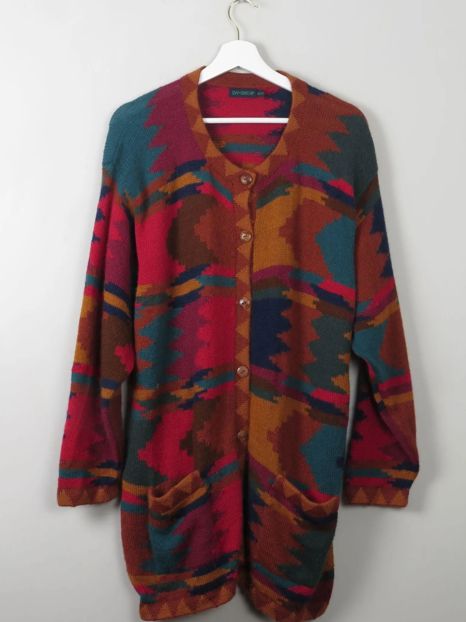 Women's Colurful Vintage Wool Cardigan L/XL