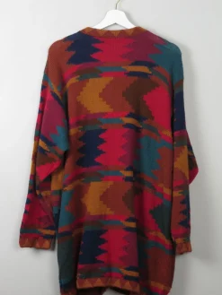 Women's Colurful Vintage Wool Cardigan L/XL