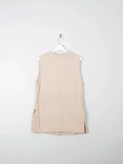 Women's Cream Cotton Vintage Long Waistcoat M